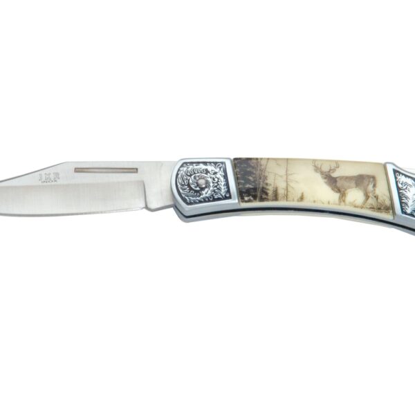 Coltello JKR inciso cervo lama 8 cm Jk0133 VIRGINIA